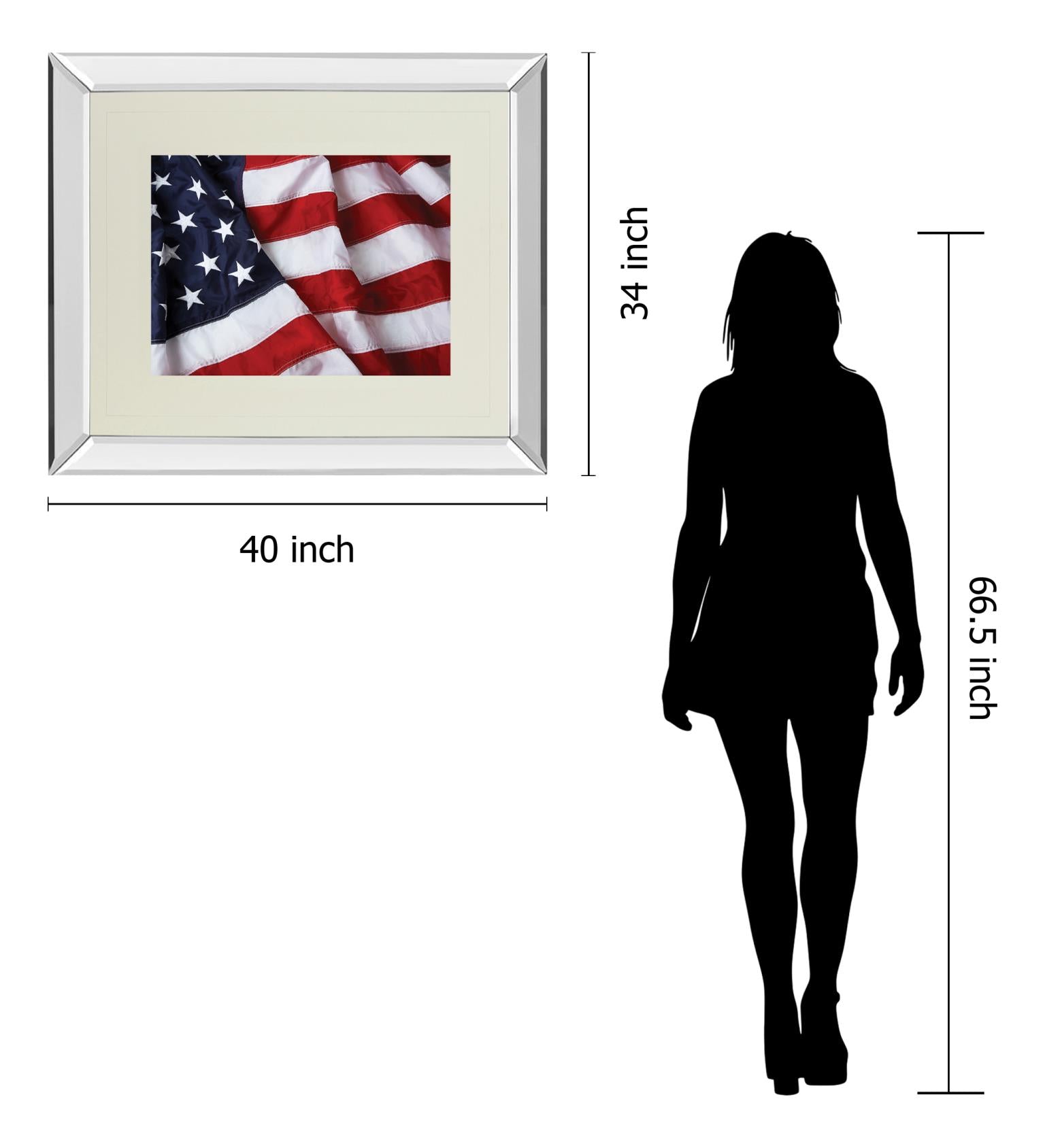 Mirrored Frame American Flag By Kikk 34X40 Mirror Frame Print