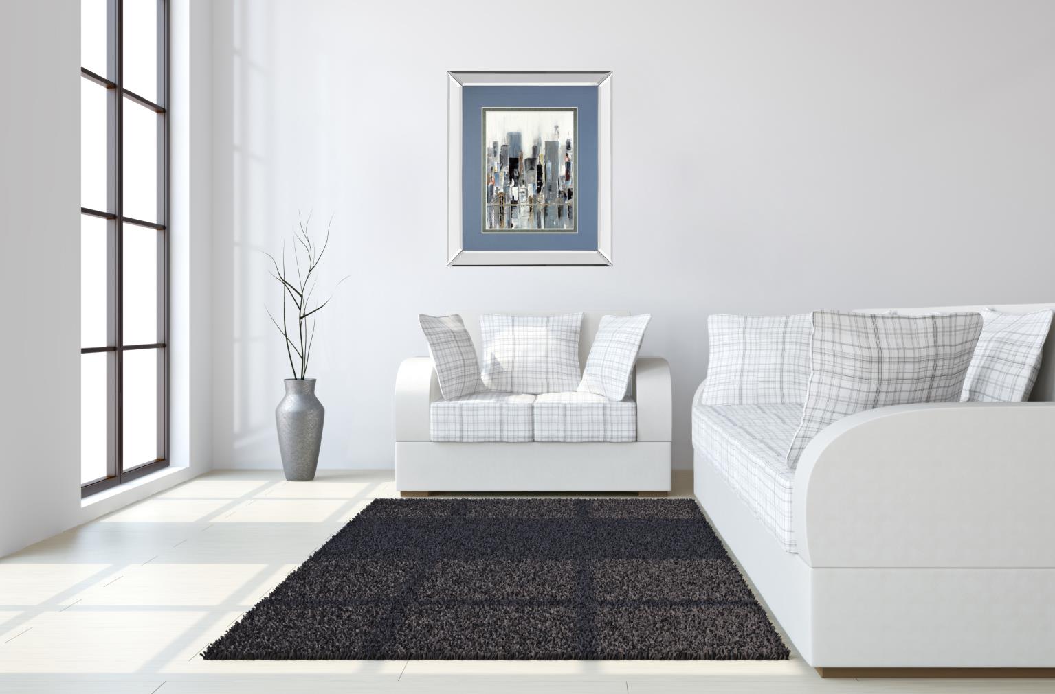 Mirrored Frame City Bridge By Aziz Kadmiri 34X40 Mirror Frame Print