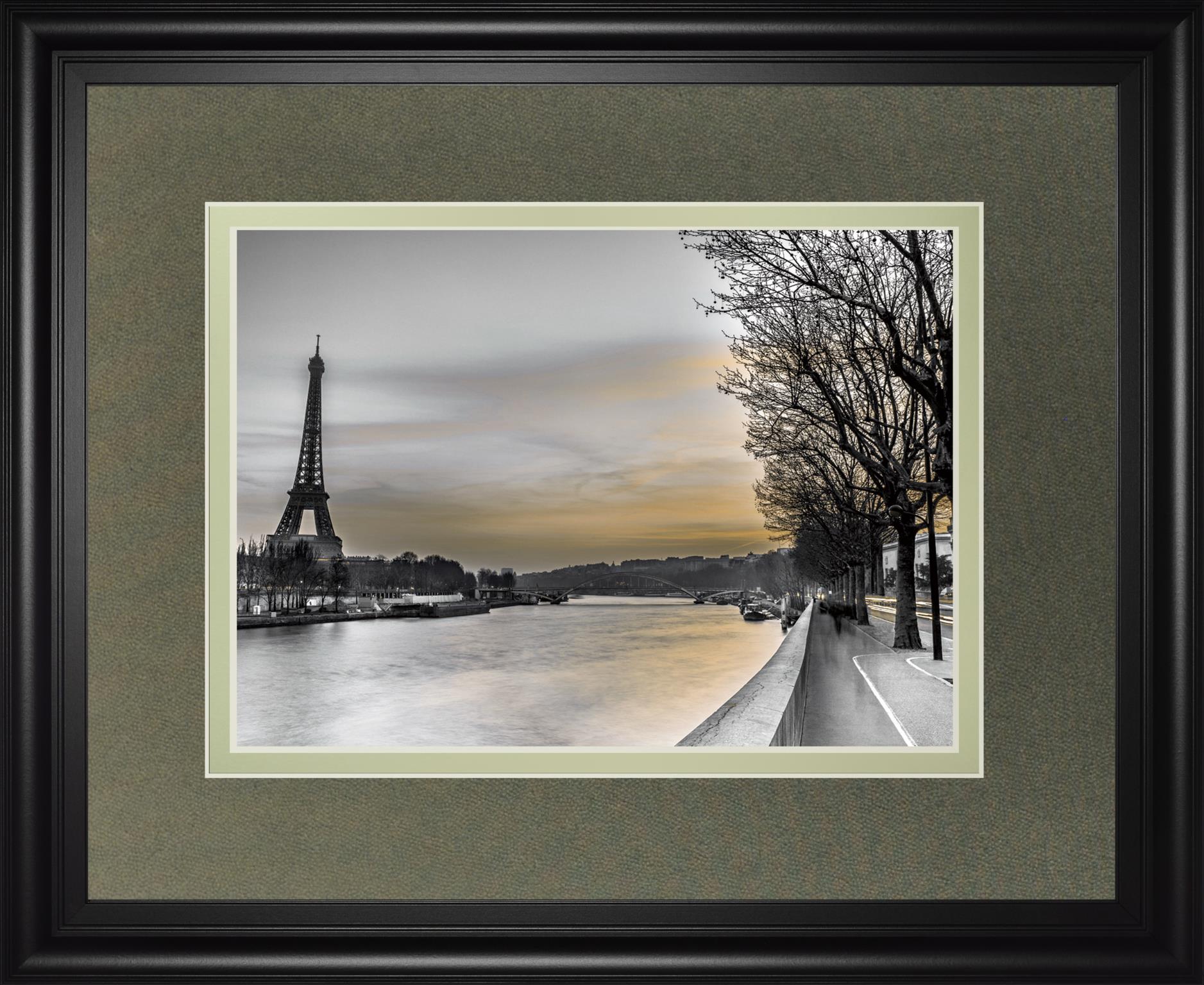 River Seine And The Eiffel Tower By Assaf Frank 34X40 Framed Print
