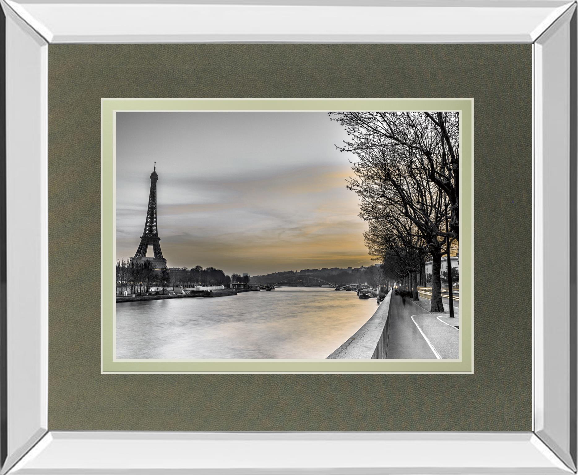Mirrored Frame River Seine And The Eiffel Tower By Assaf Frank 34X40 Mirror Frame Print