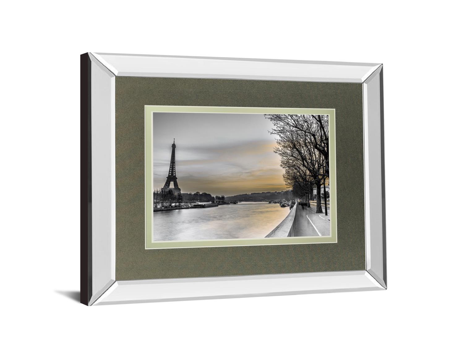 Mirrored Frame River Seine And The Eiffel Tower By Assaf Frank 34X40 Mirror Frame Print