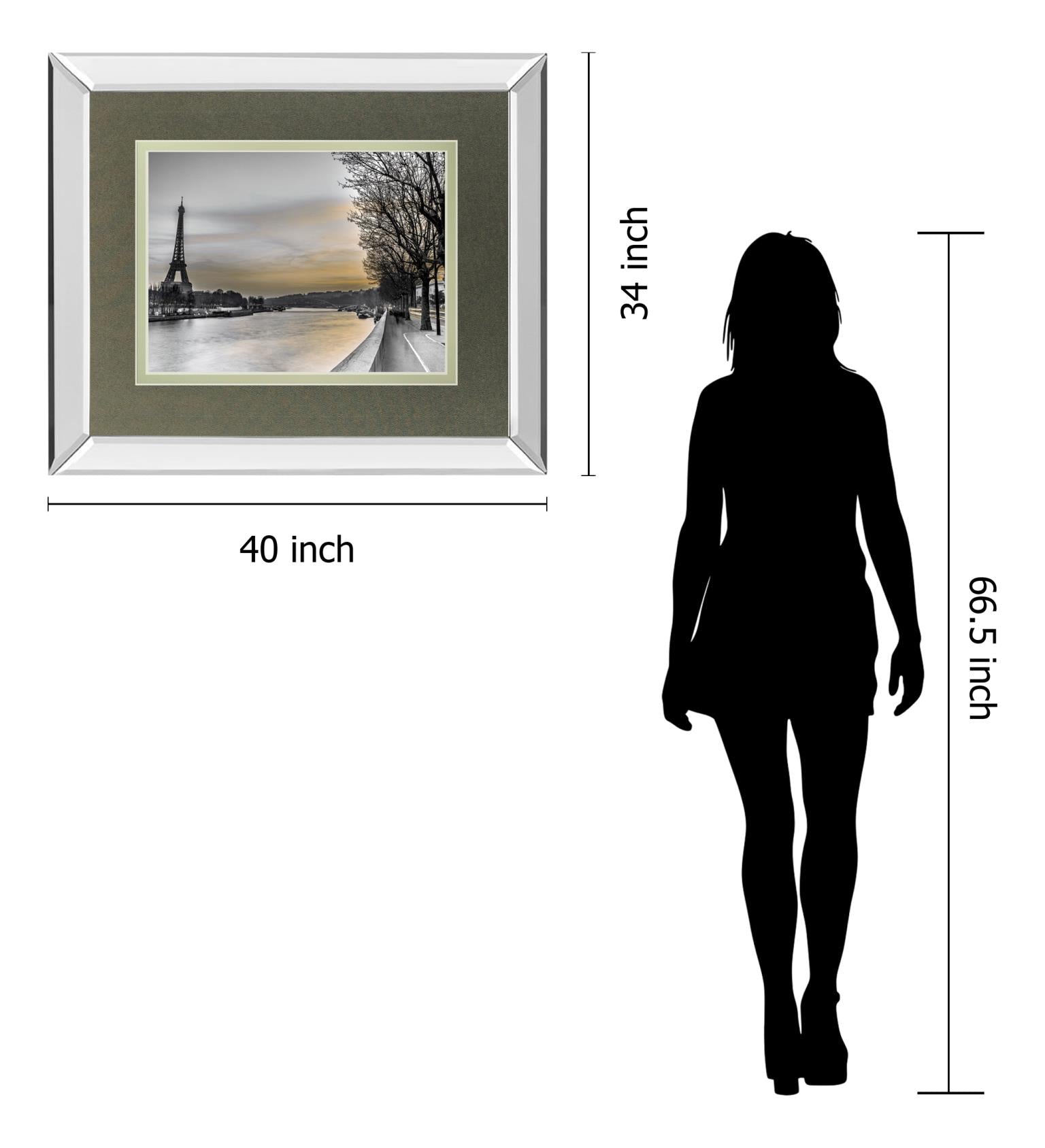 Mirrored Frame River Seine And The Eiffel Tower By Assaf Frank 34X40 Mirror Frame Print