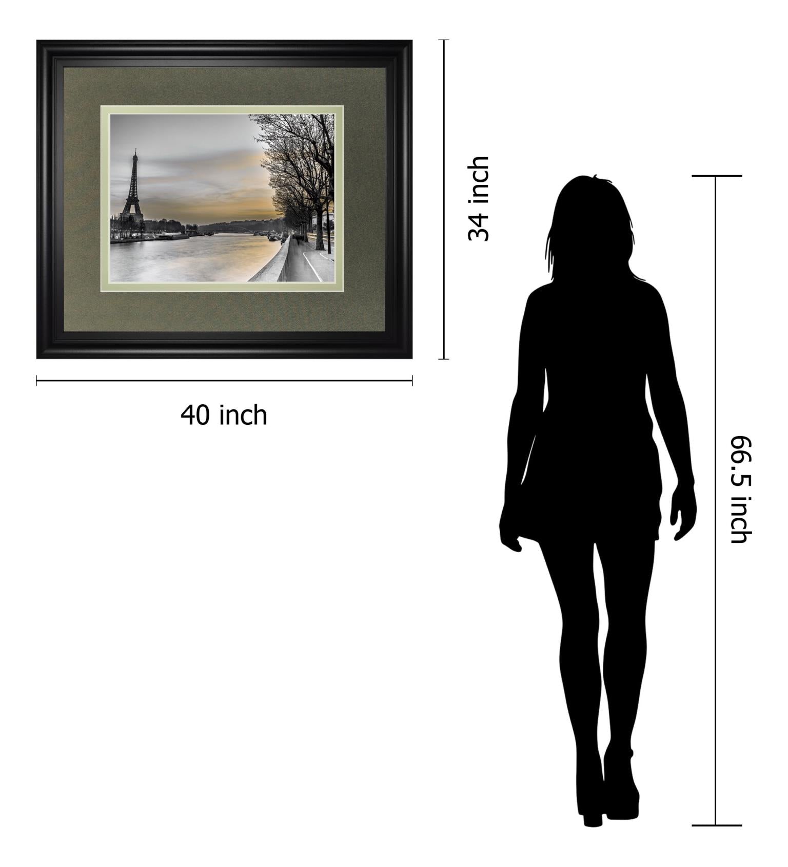 River Seine And The Eiffel Tower By Assaf Frank 34X40 Framed Print