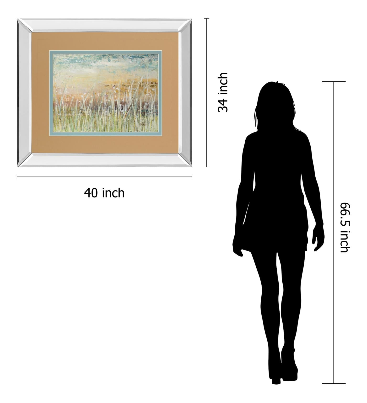 Mirrored Frame Muted Grass By Patricia Pinto 34X40 Mirror Frame Print