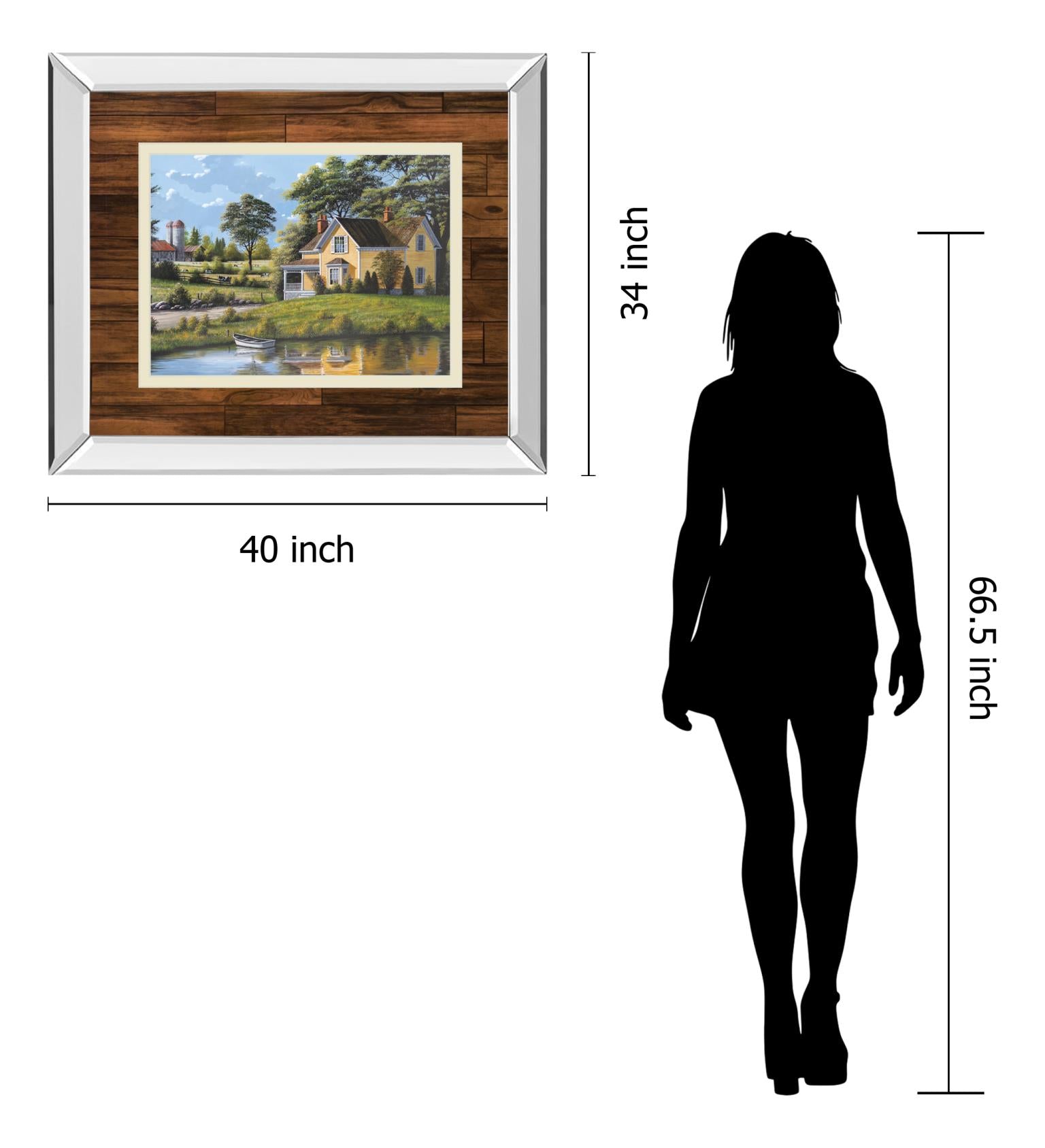 Mirrored Frame Yellow House By Saunders 34X40 Mirror Frame Print