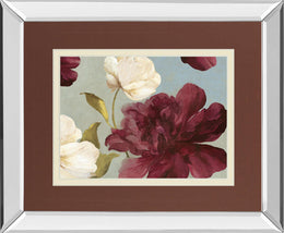 Mirrored Frame Deep Peonies Ii By Asia Jensen 34X40 Mirror Frame Print