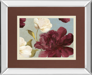 Mirrored Frame Deep Peonies Ii By Asia Jensen 34X40 Mirror Frame Print