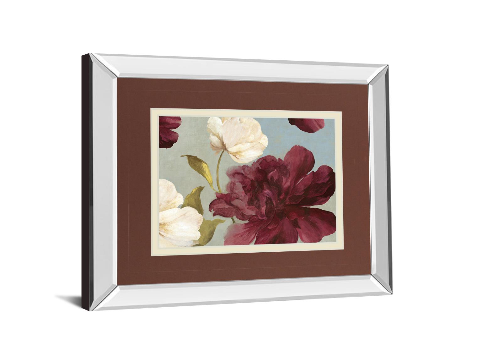 Mirrored Frame Deep Peonies Ii By Asia Jensen 34X40 Mirror Frame Print