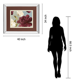 Mirrored Frame Deep Peonies Ii By Asia Jensen 34X40 Mirror Frame Print
