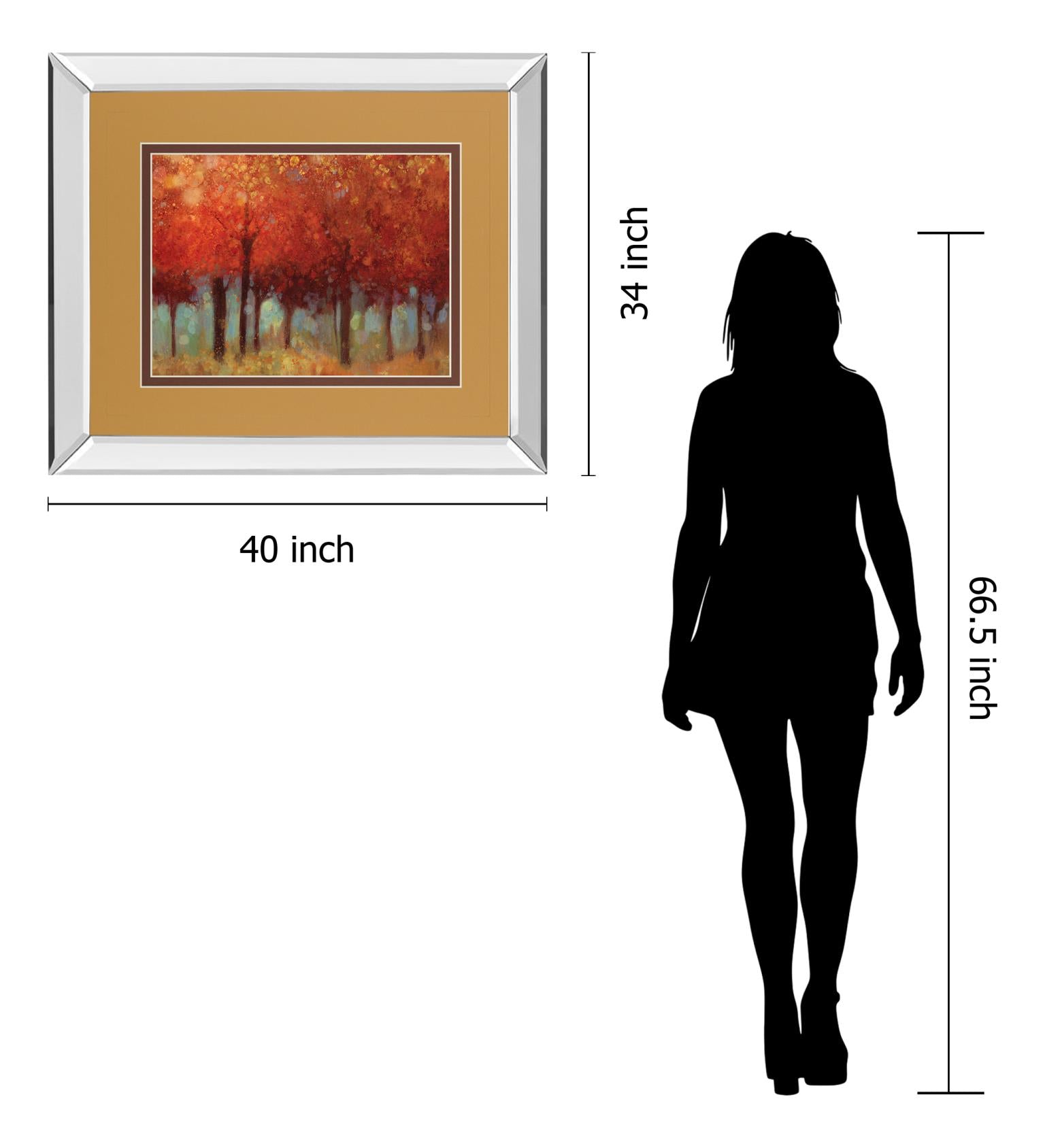 Mirrored Frame Red Forest By Asia Jensen 34X40 Mirror Frame Print