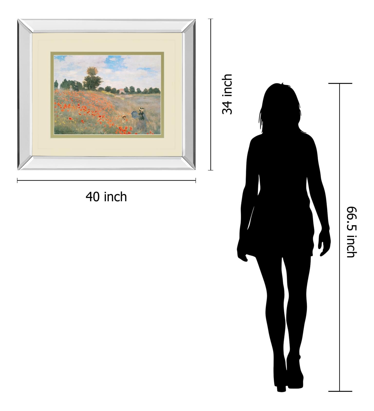 Mirrored Frame Wild Poppies, Near Argenteuil By Claude Monet 34X40 Mirror Frame Print