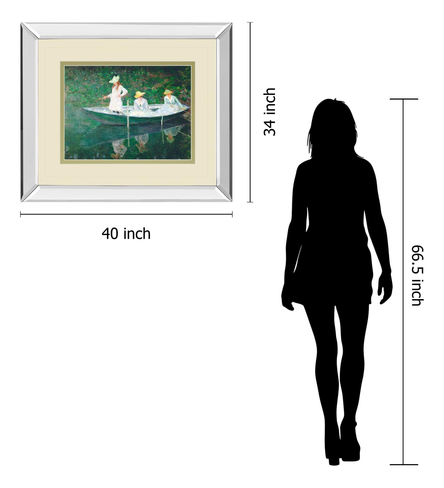 Mirrored Frame The Boat At Giverny By Claude Monet 34X40 Mirror Frame Print