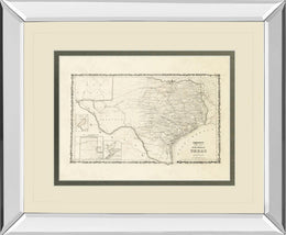 Mirrored Frame New Map Of The State Of Texas By Johnson And Wank 34X40 Mirror Frame Print