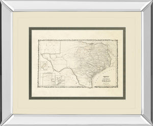 Mirrored Frame New Map Of The State Of Texas By Johnson And Wank 34X40 Mirror Frame Print