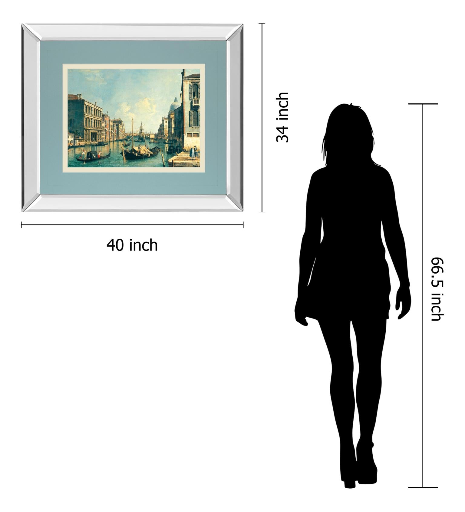 Mirrored Frame The Grand Canal, Venice The Rialto Bridge By Antonia Canaletto 34X40 Mirror Frame Print