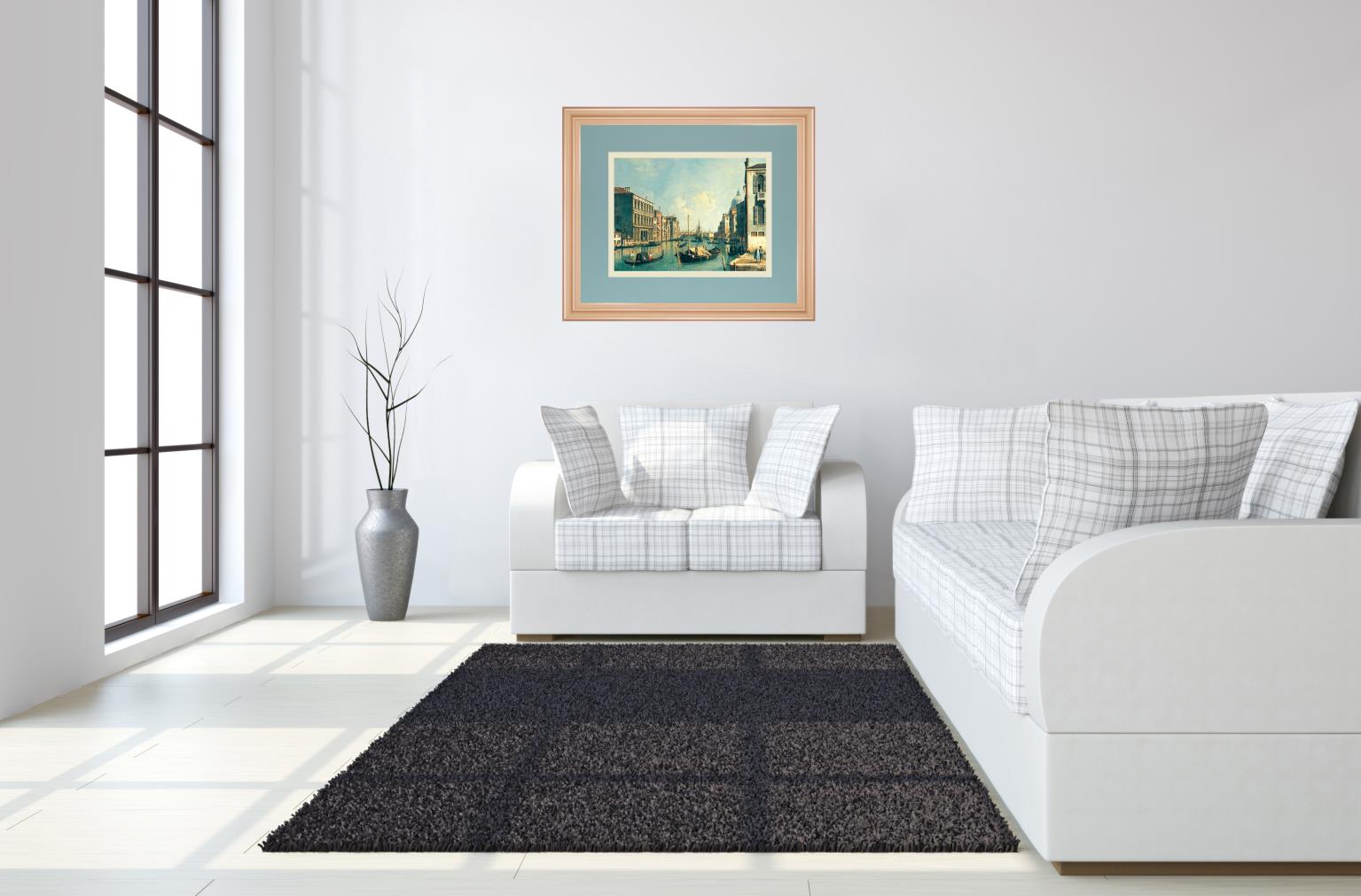 The Grand Canal, Venice The Rialto Bridge By Antonia Canaletto 34X40 Framed Print