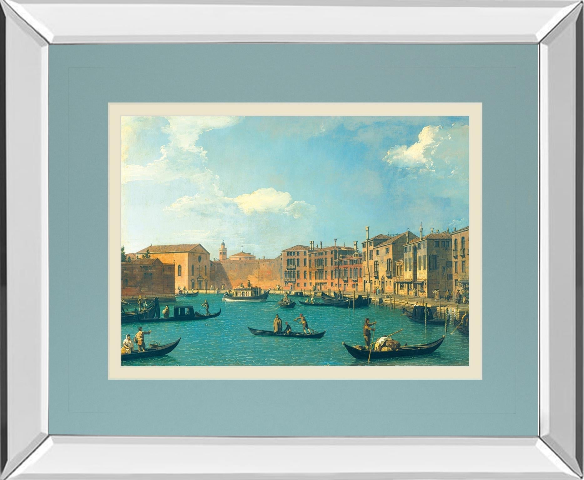 Mirrored Frame View Of The Canal Of Santa Chiara By Antonia Canaletto 34X40 Mirror Frame Print
