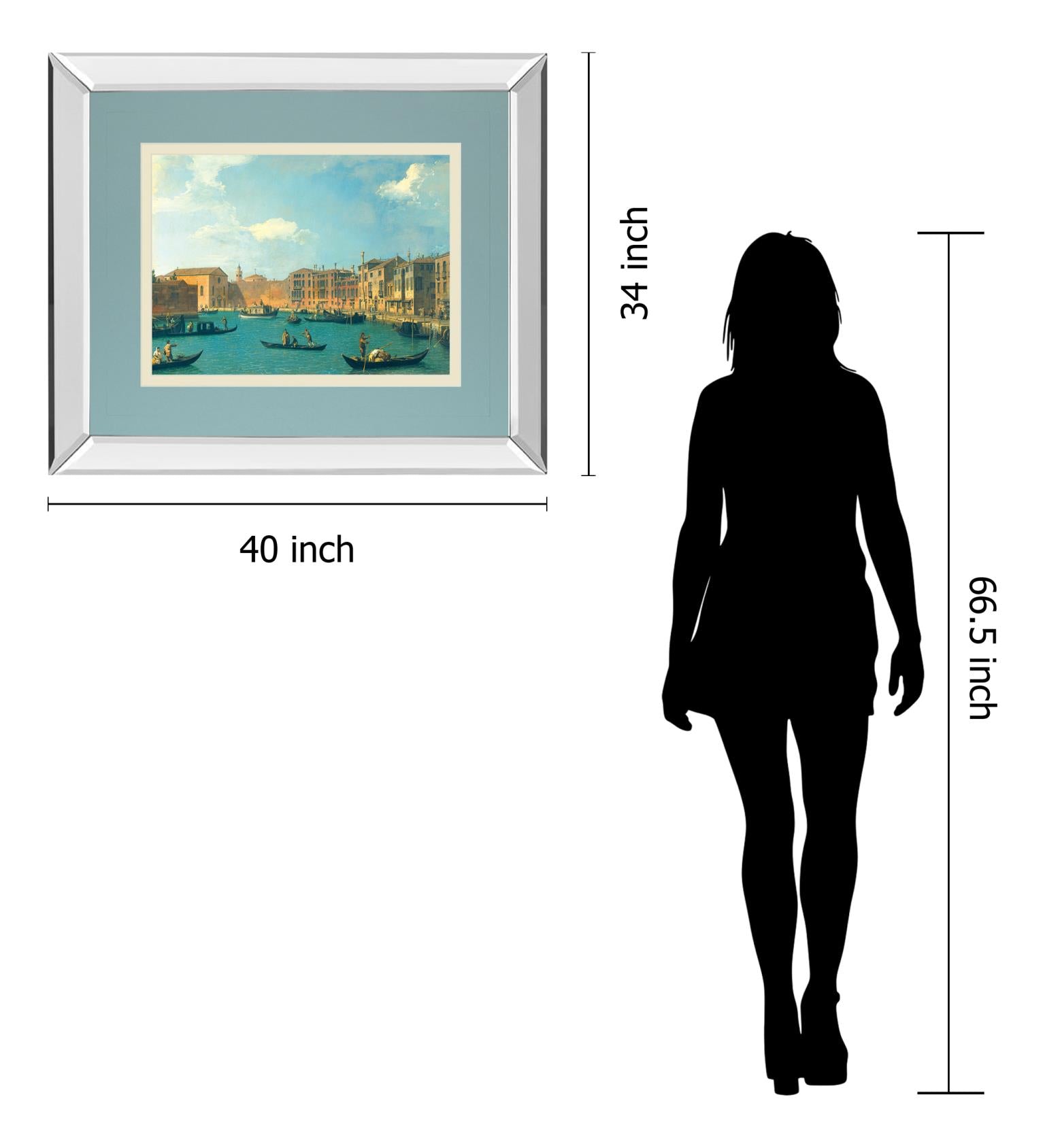 Mirrored Frame View Of The Canal Of Santa Chiara By Antonia Canaletto 34X40 Mirror Frame Print