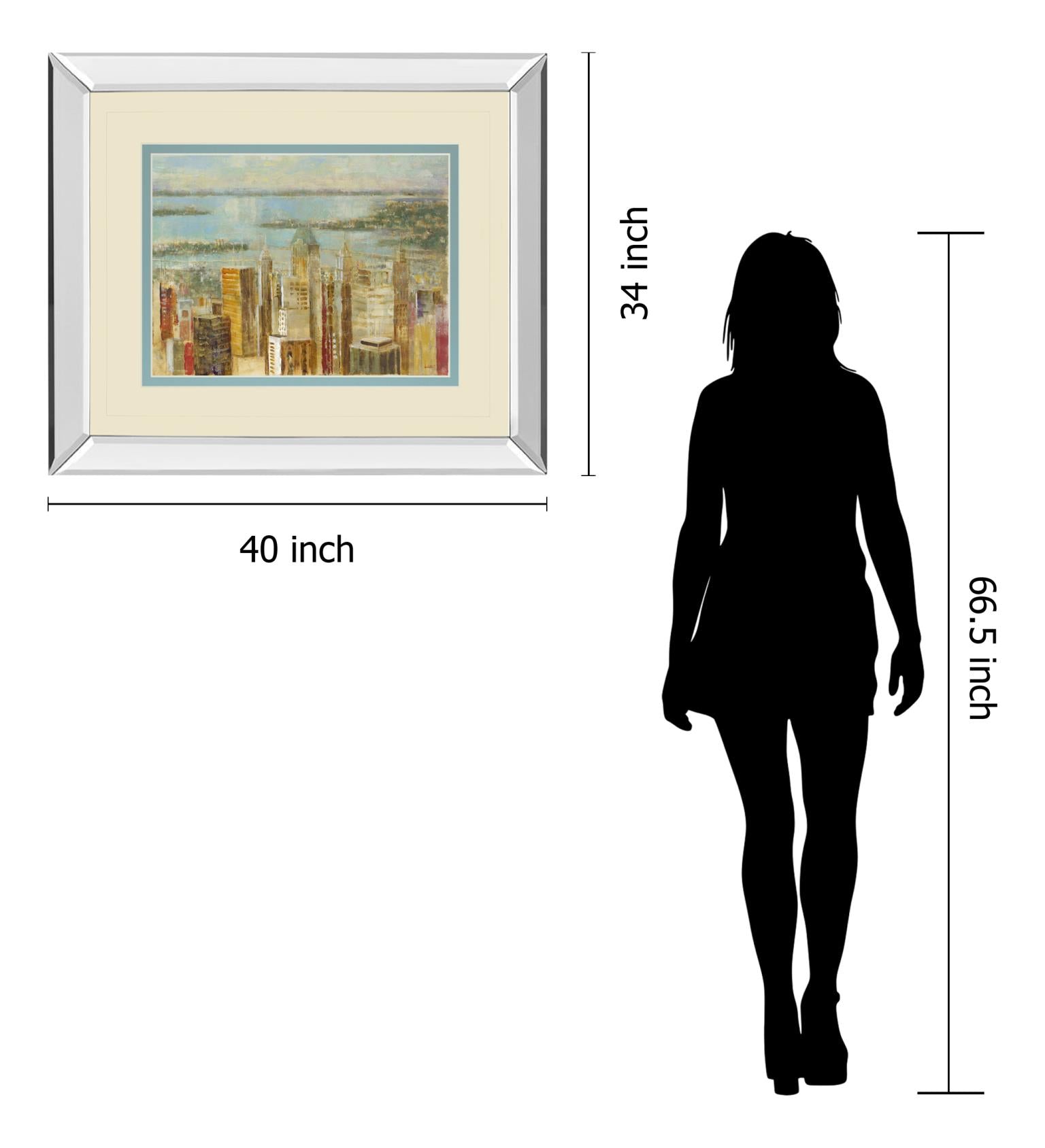 Mirrored Frame Cityscape By Longo 34X40 Mirror Frame Print