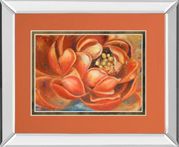 Mirrored Frame Red Lotus I  By Patricia Pinto 34X40 Mirror Frame Print