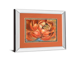 Mirrored Frame Red Lotus I  By Patricia Pinto 34X40 Mirror Frame Print