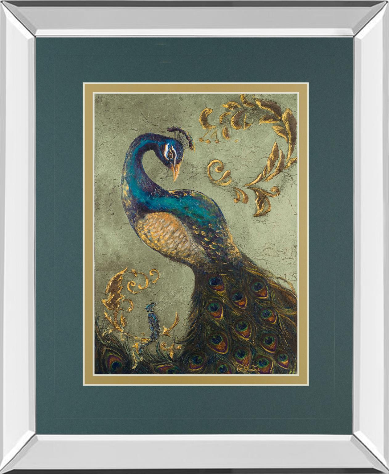 Mirrored Frame Peacock On Sage Ii By Tiffany Hakimipour 34X40 Mirror Frame Print