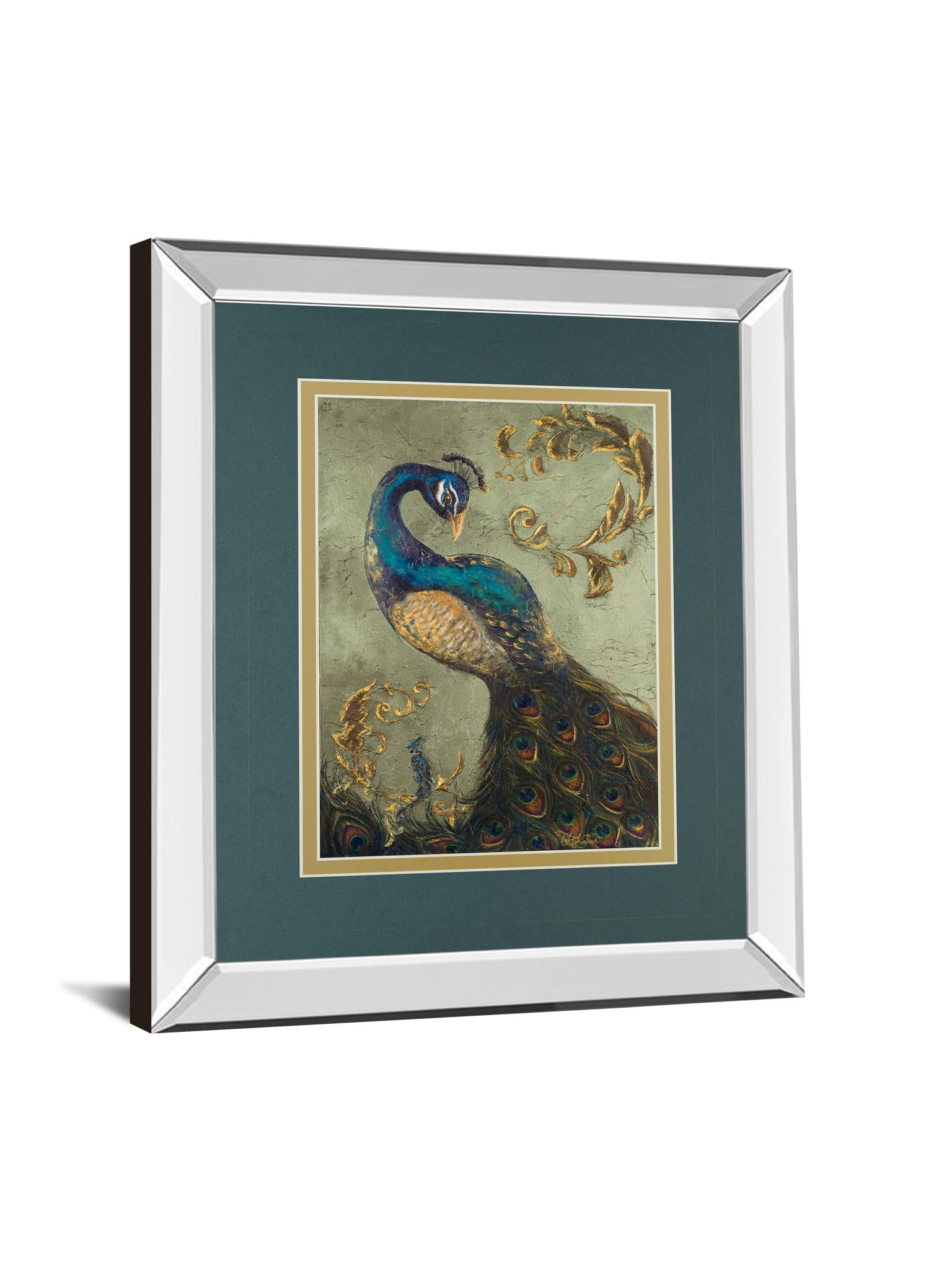 Mirrored Frame Peacock On Sage Ii By Tiffany Hakimipour 34X40 Mirror Frame Print