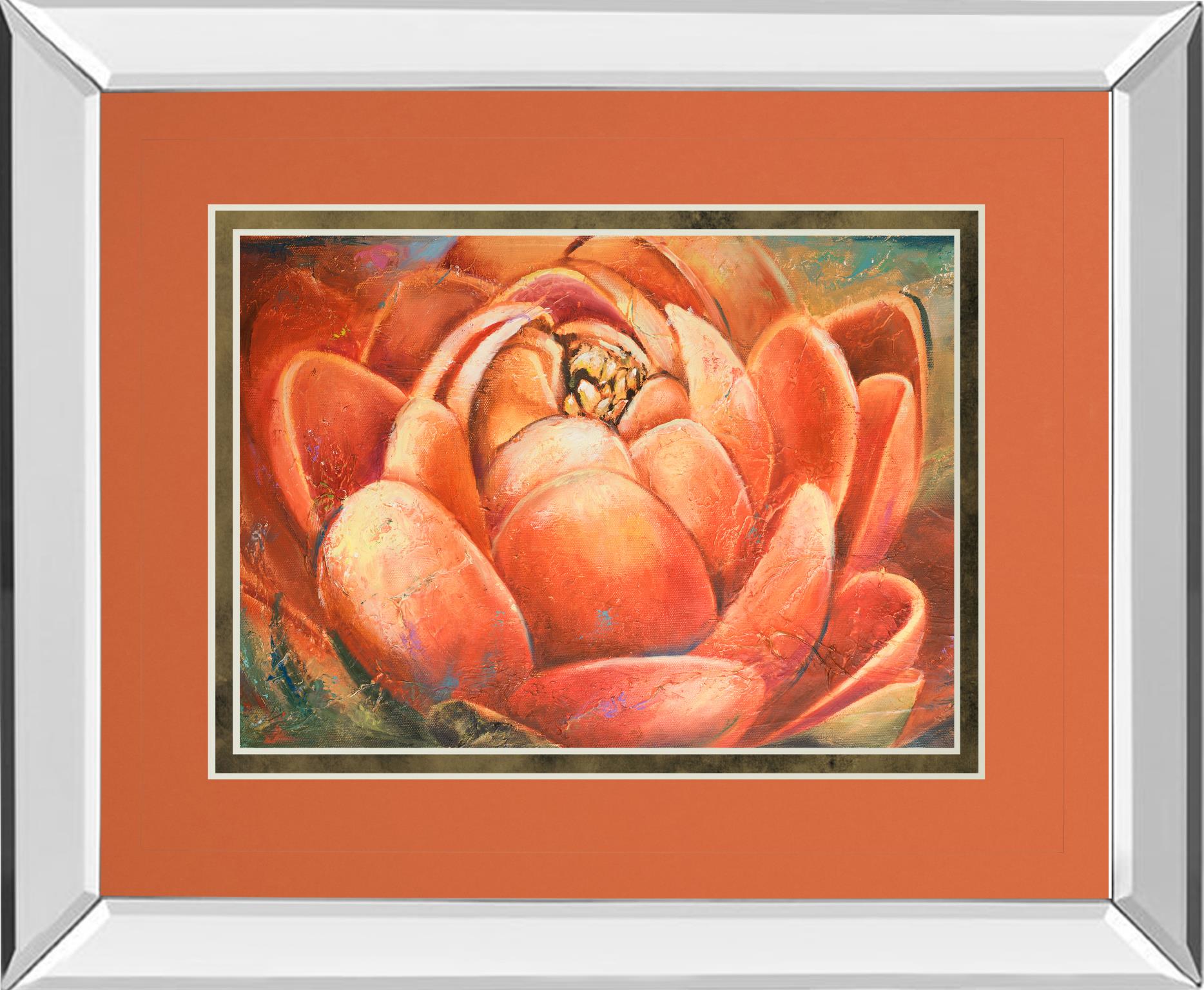 Mirrored Frame Red Lotus Ii By Patricia Pinto 34X40 Mirror Frame Print