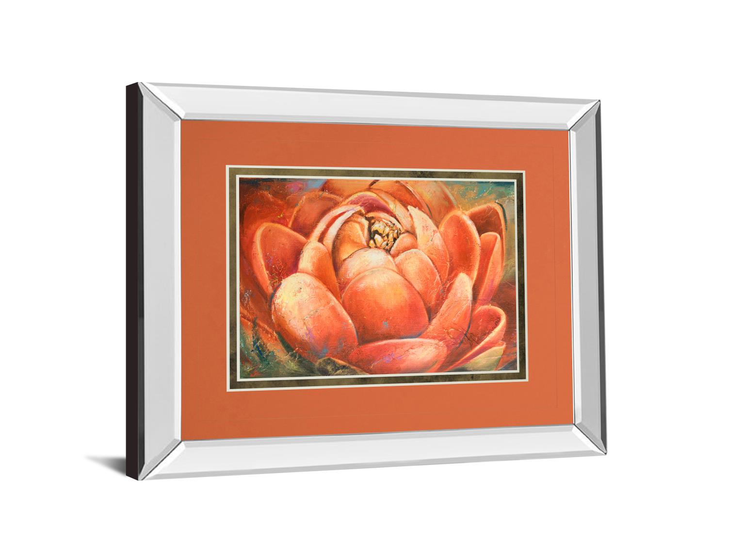 Mirrored Frame Red Lotus Ii By Patricia Pinto 34X40 Mirror Frame Print