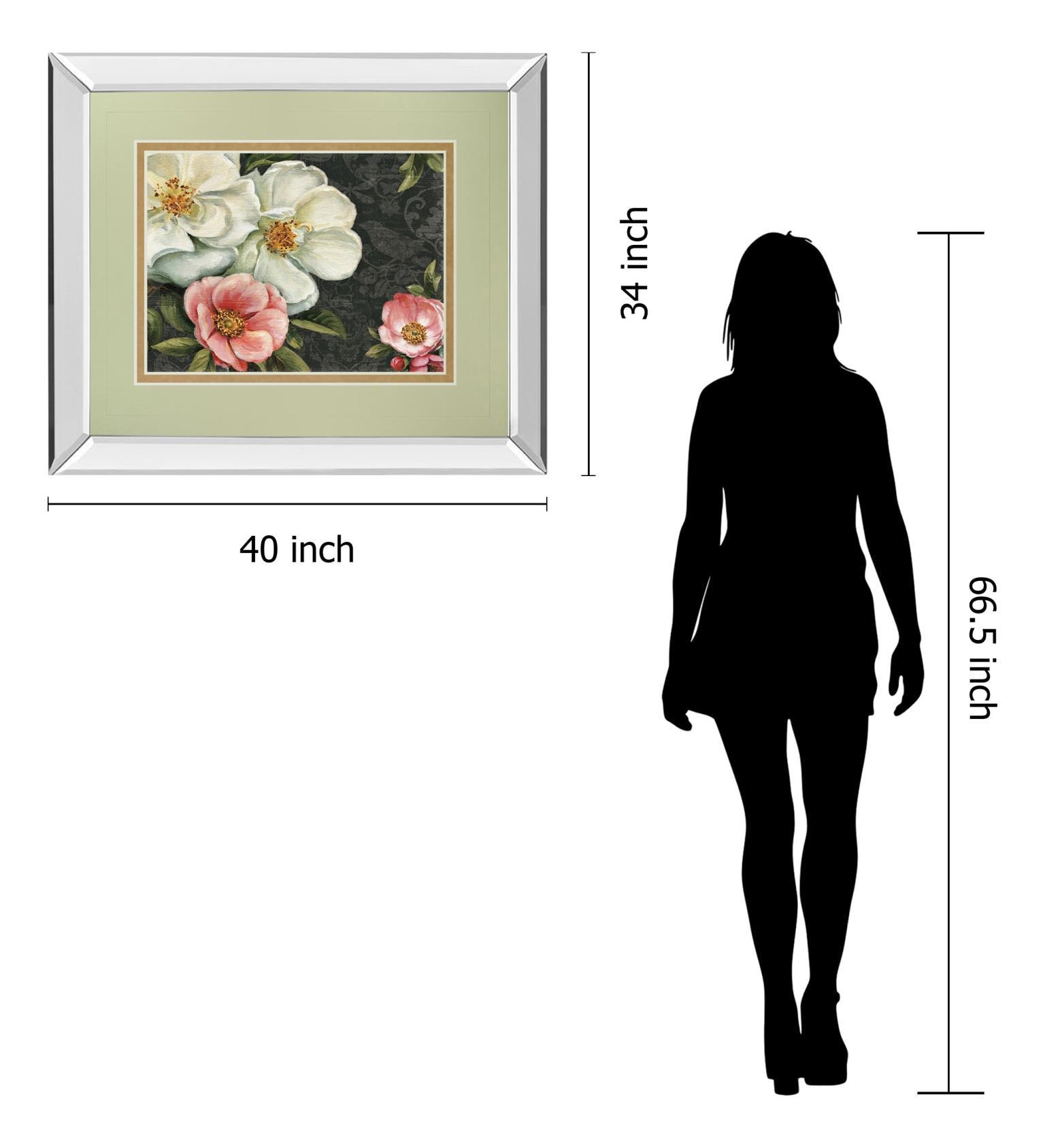 Mirrored Frame Floral Damask I By Lisa Audit 34X40 Mirror Frame Print