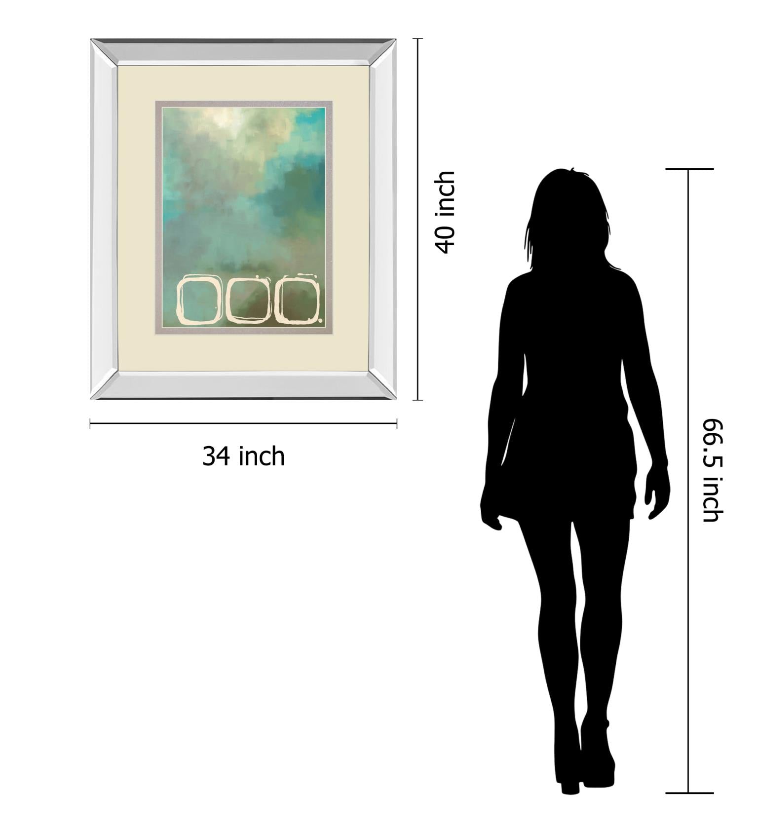 Retro In Aqua And Khaki Ii By Laurie Maitland 34X40 Mirror Frame Print