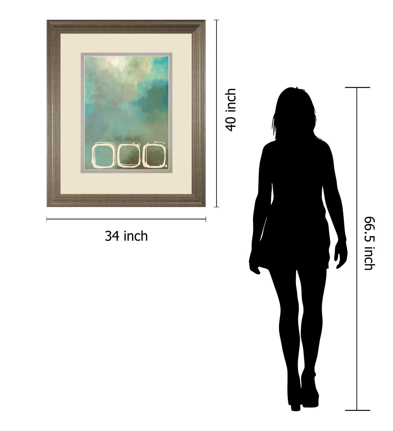 Retro In Aqua And Khaki Ii By Laurie Maitland 34X40 Framed Print