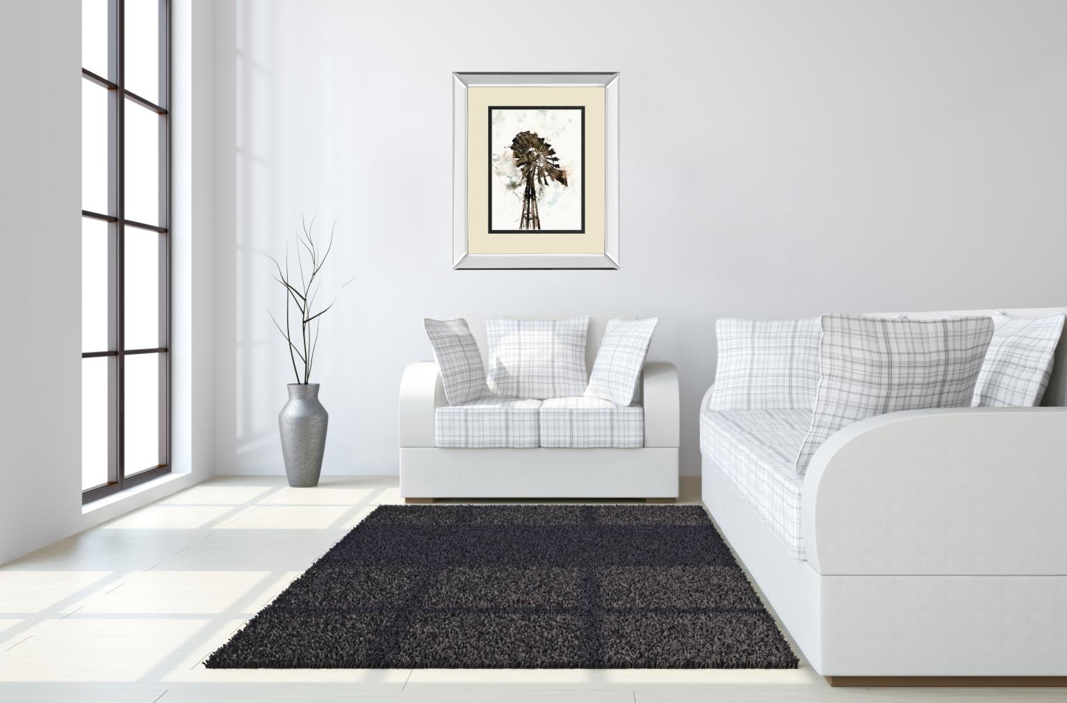 Watercolor Windmill By White Ladder 34X40 Mirror Frame Print