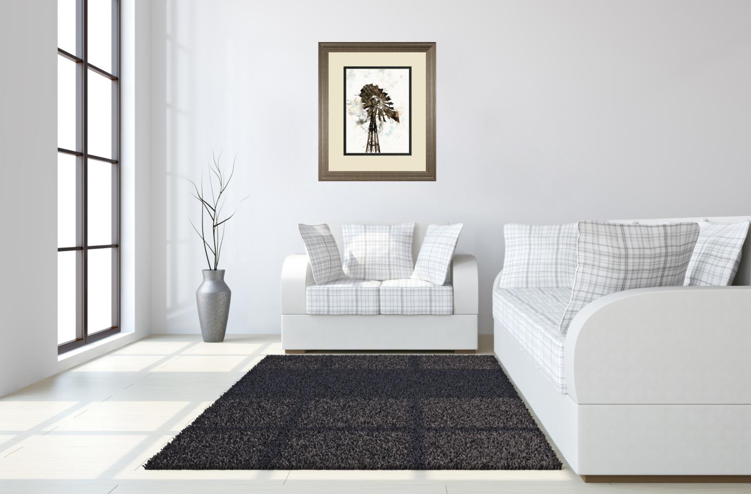 Watercolor Windmill By White Ladder 34X40 Framed Print