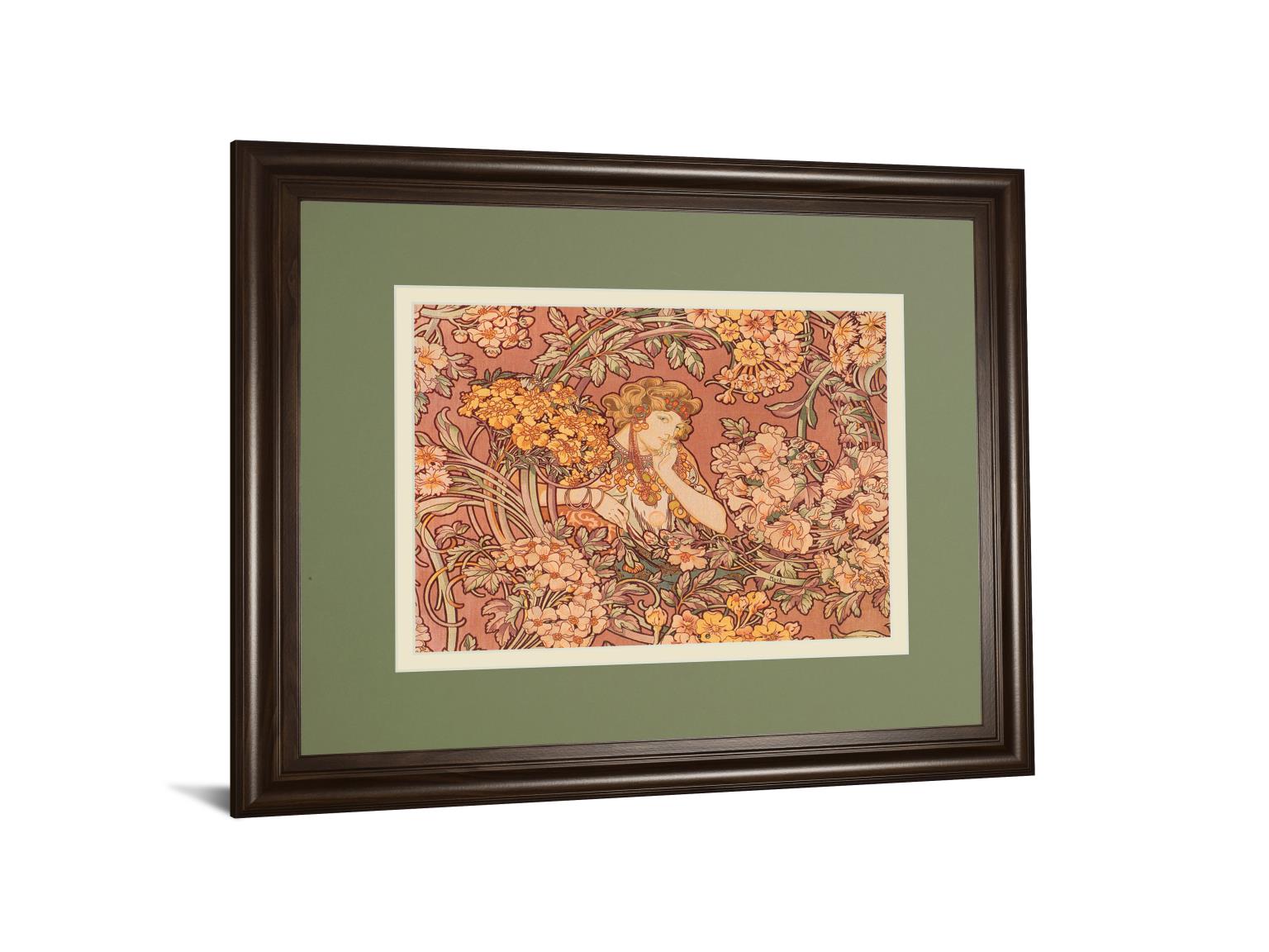 Redhead Among Flowers By Alphonse Mucha 34X40 Framed Print