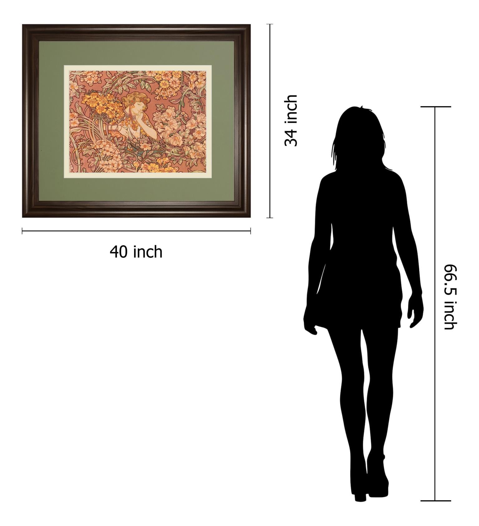 Redhead Among Flowers By Alphonse Mucha 34X40 Framed Print