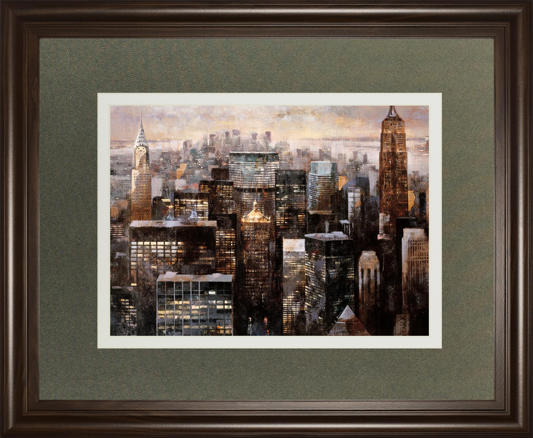 Manhattan By Night By Bofarull, M. 34X40 Framed Print