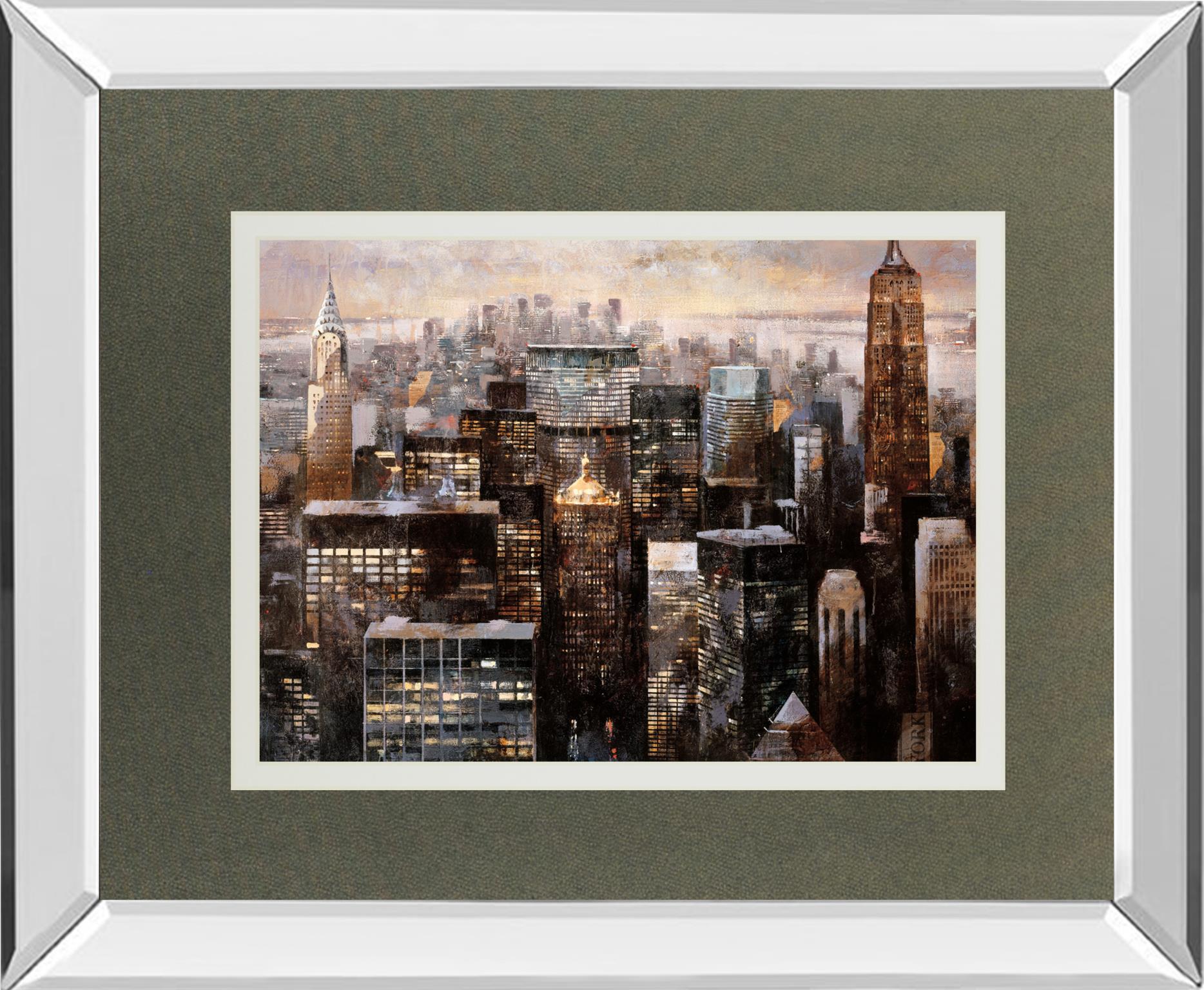 Manhattan By Night By Bofarull, M. 34X40 Mirror Frame Print