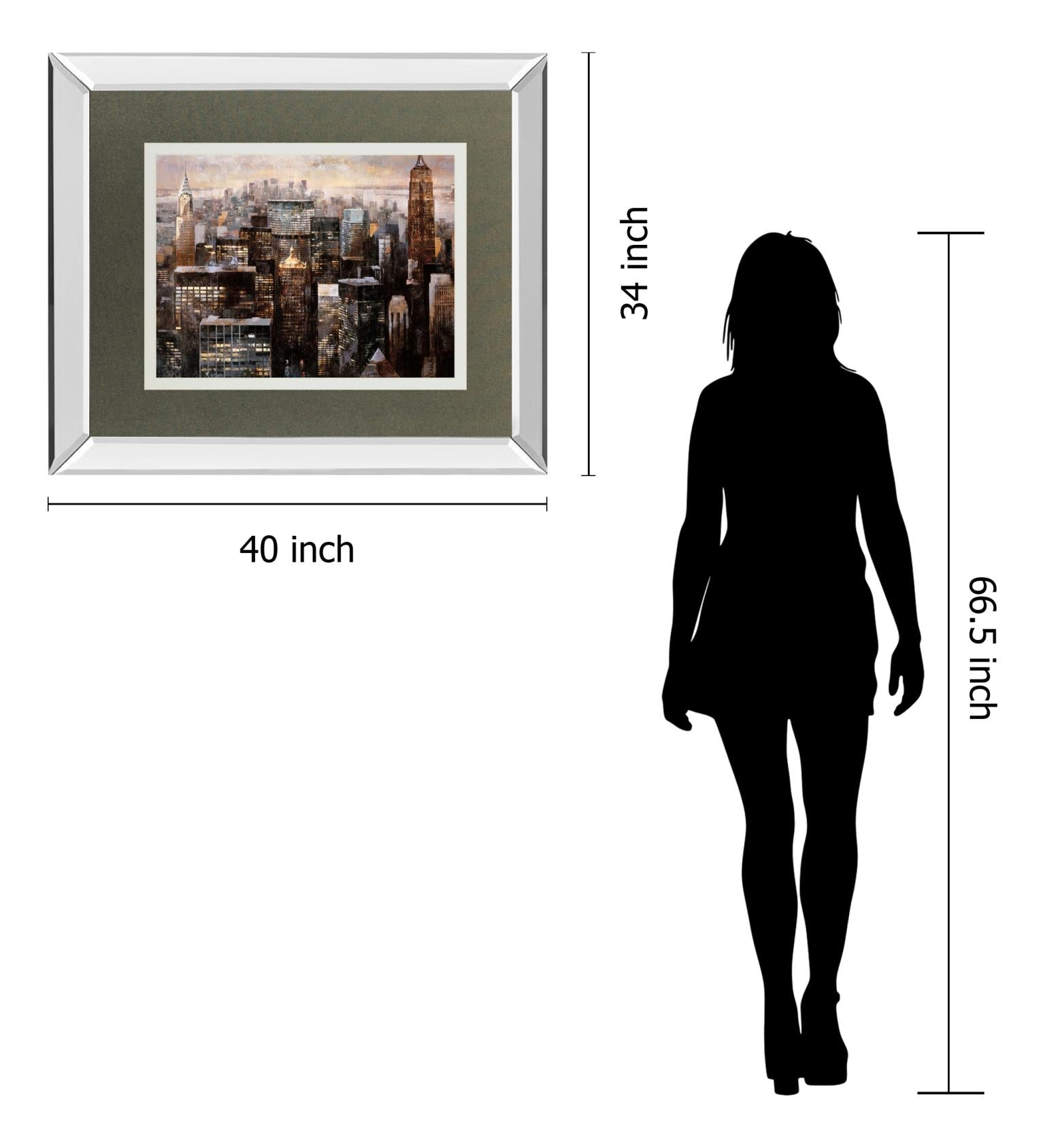 Manhattan By Night By Bofarull, M. 34X40 Mirror Frame Print