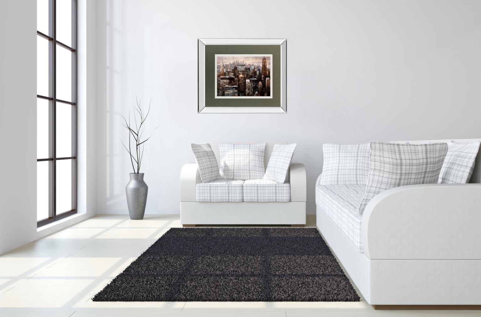 Manhattan By Night By Bofarull, M. 34X40 Mirror Frame Print