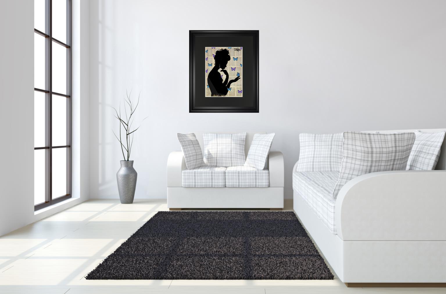 Blue Butterflight  By Loui Jover 34X40 Framed Print