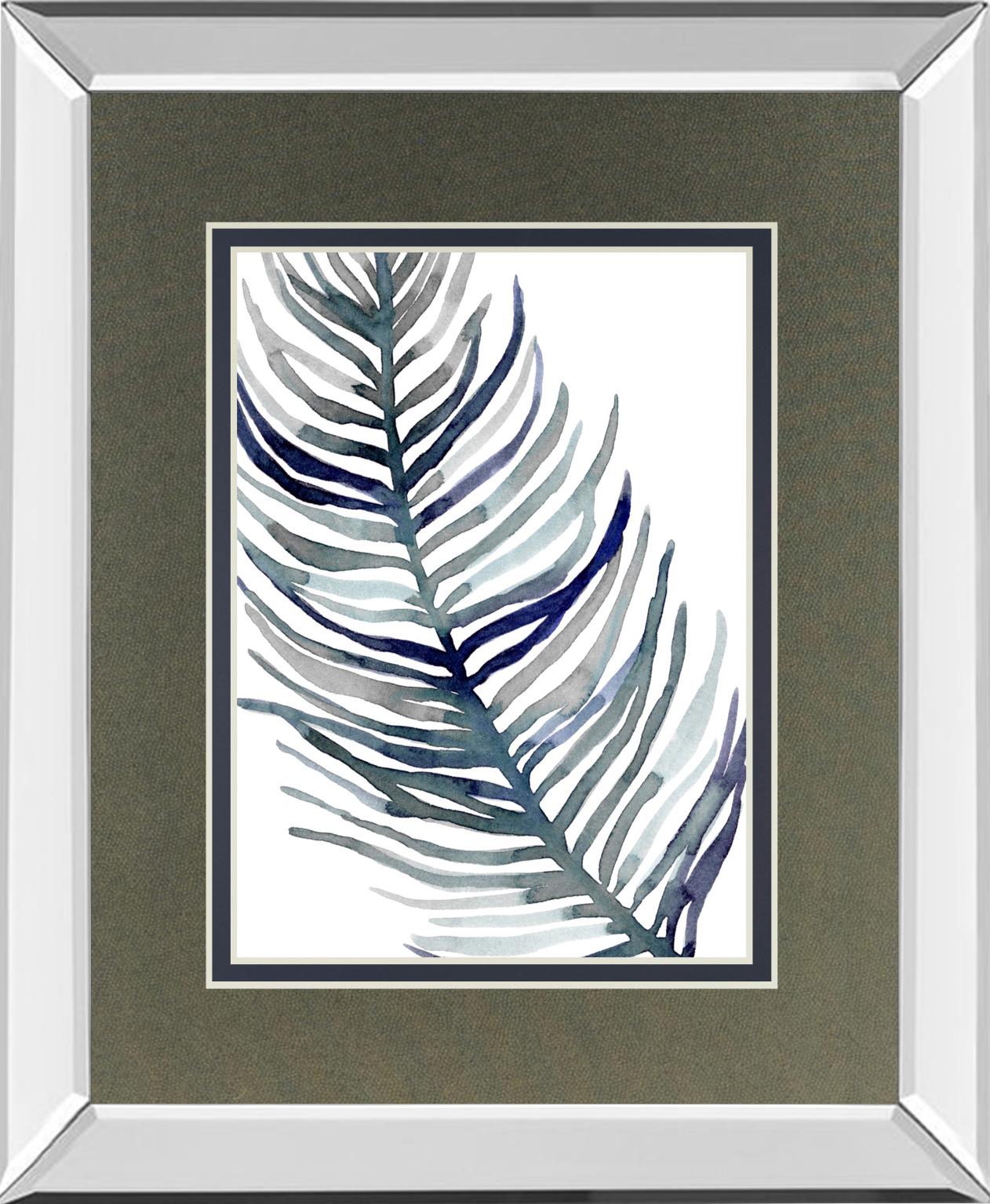 Blue Feathered Palm I By Emma Scarvey 34X40 Mirror Frame Print