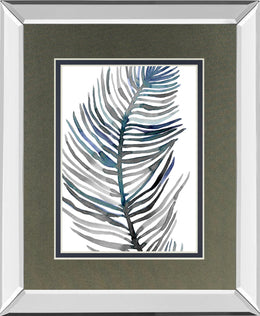 Blue Feathered Palm Iii By Emma Scarvey 34X40 Mirror Frame Print