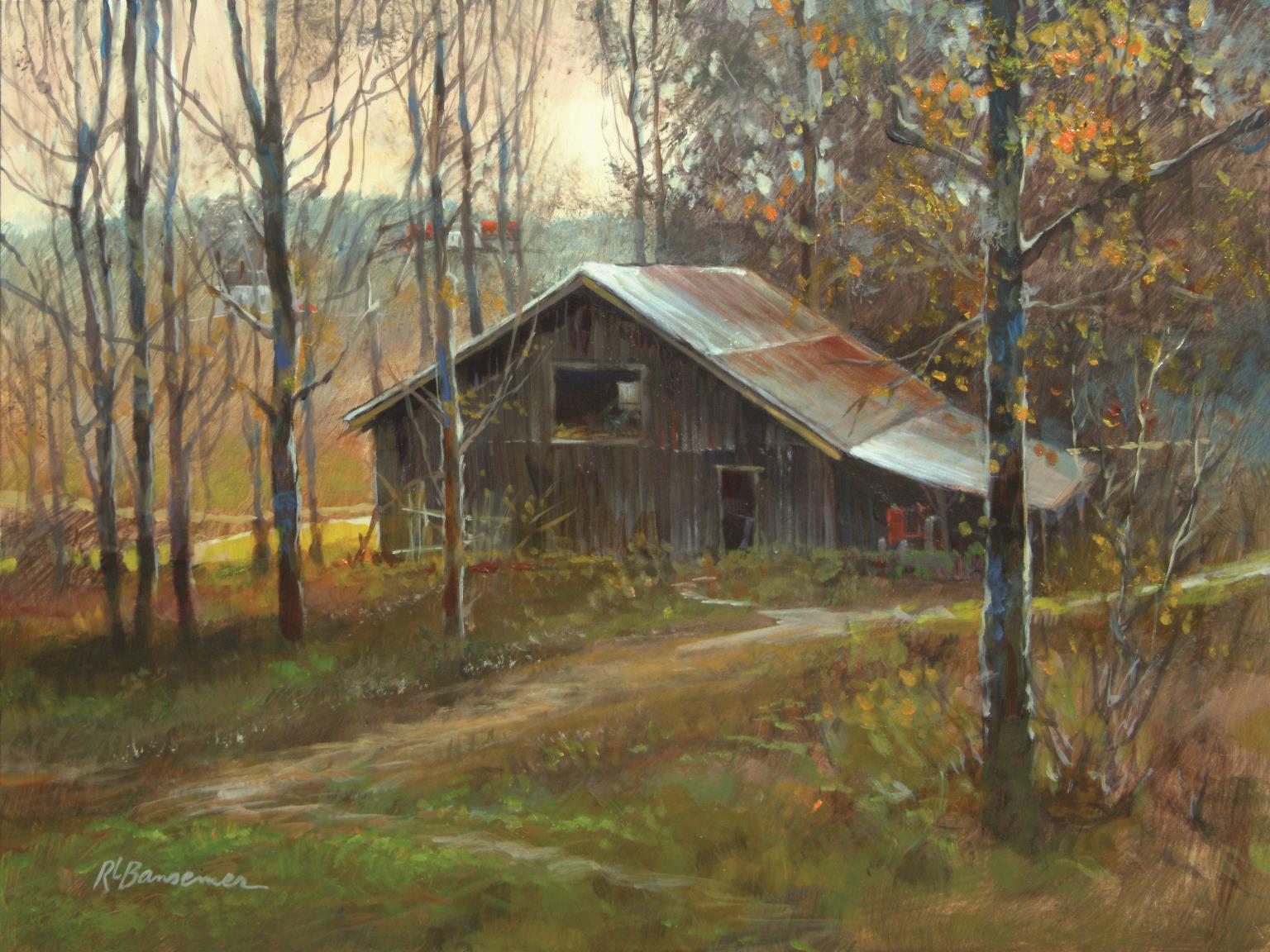 Â Pinnacle Mountain Barn By Roger Bansemer (Framed) Giclee Canvas