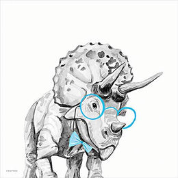 Dinosaur In Glasses By Rachel Nieman (Framed) Giclee Canvas