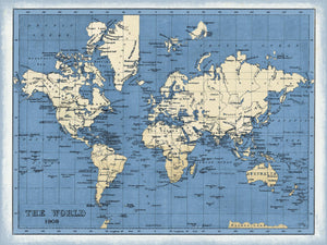 World Map By Elizabeth Medley (Framed) Giclee Canvas
