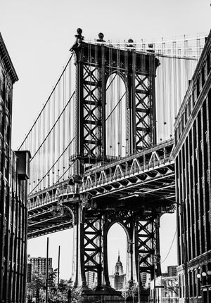Black & White Manhattan Bridge By  Bill Carson Photography (Framed) Giclee Canvas