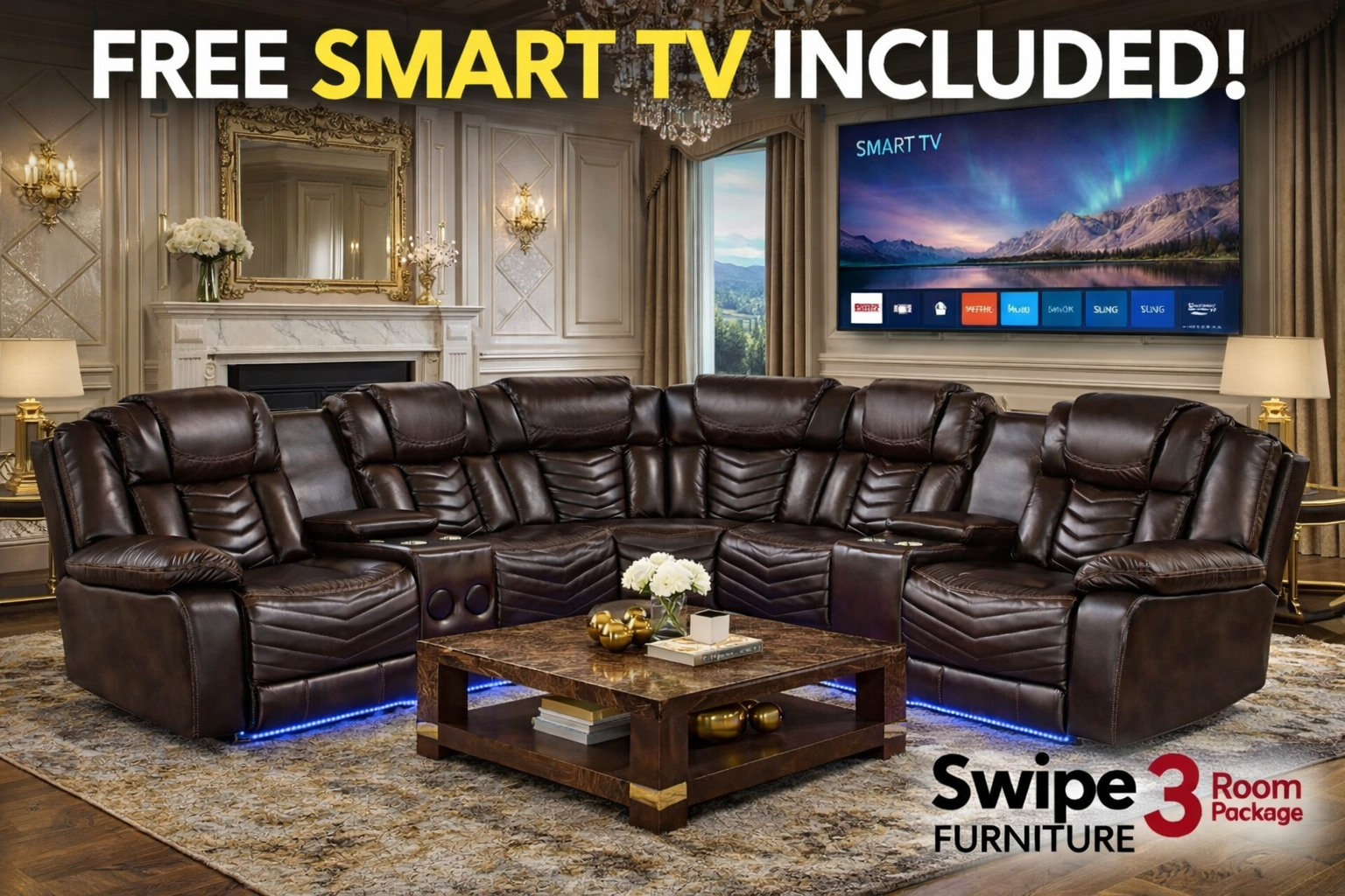 ACE26 Brown Reclining Sectional