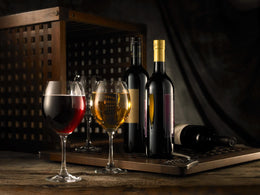 Wine Glasses & Bottle (Small)(Framed) Giclee Canvas