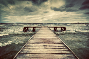 Cloudy Pier (Small)(Framed) Giclee Canvas